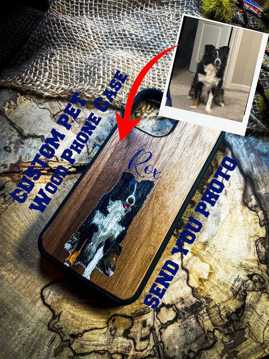 Unique Custom Pet  Print on Wood Phone case dog, cat for Iphone , Samsung and Google Pixel SHOP APP