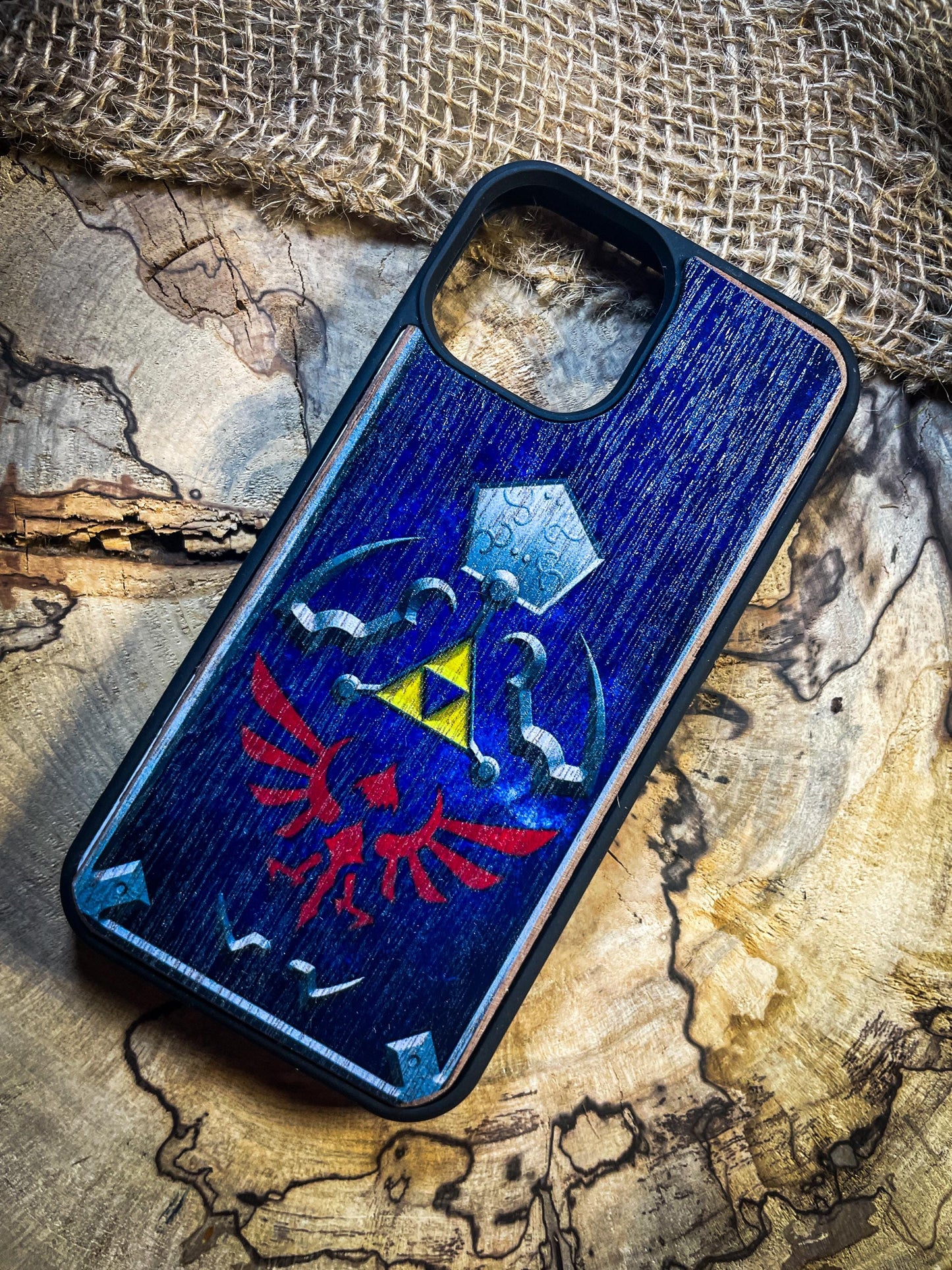 Hero's Shield Master Sword Wood Phone Case Inspired by Fantasy Adventures for iPhone, Samsung, and Google Pixel Models