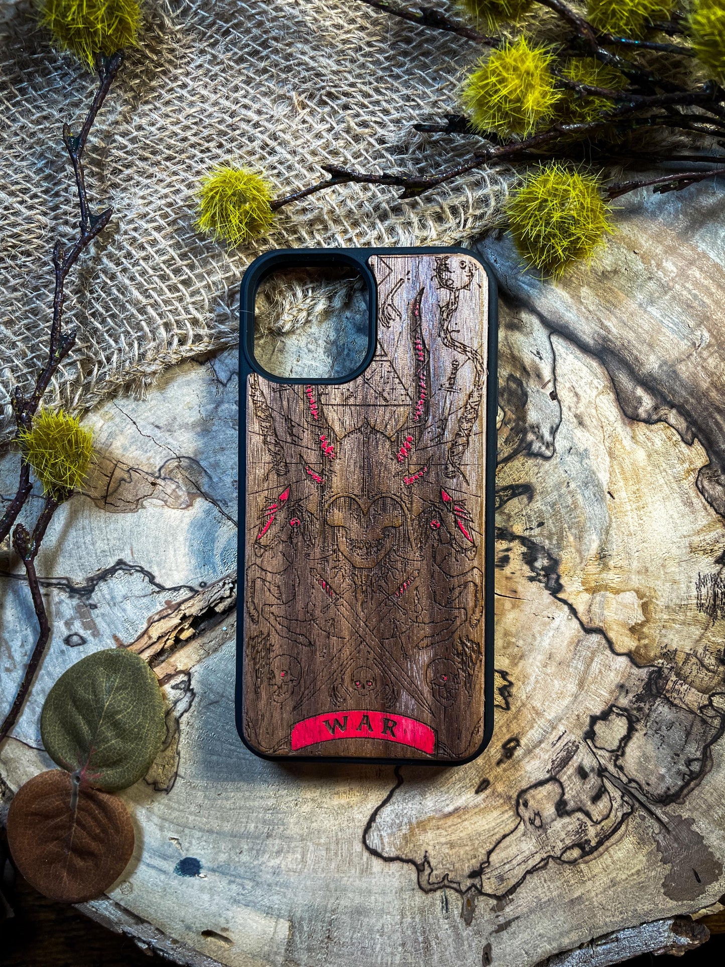 Skull of War Wood Phone Case for iPhone, Samsung, and Google Pixel – Dark, Bold, and Unique SHOP APP