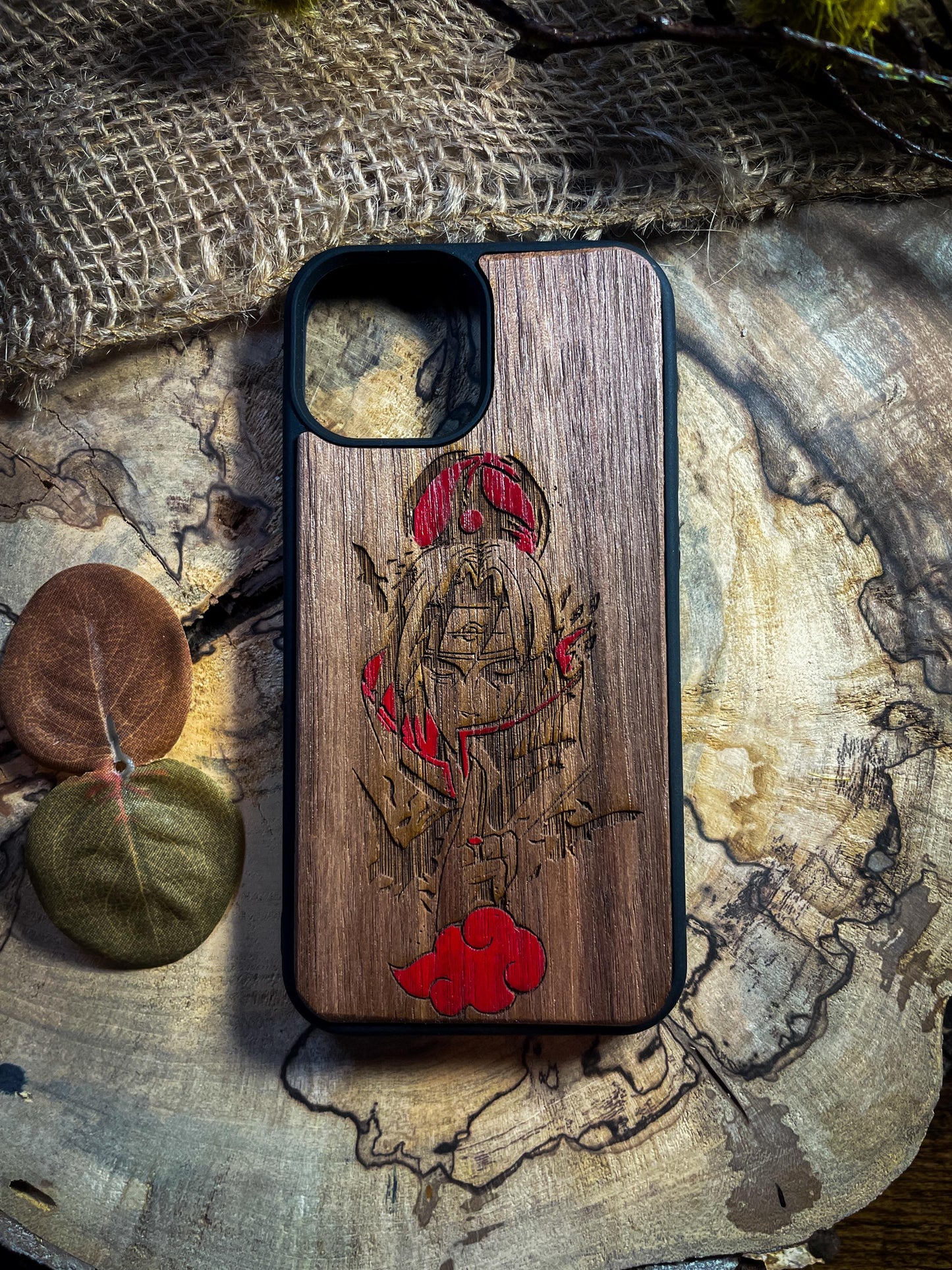 Sharingan Ninja Anime Samurai Japanese Manga wood phone case fo iphone samsung and google pixel SHOP APP