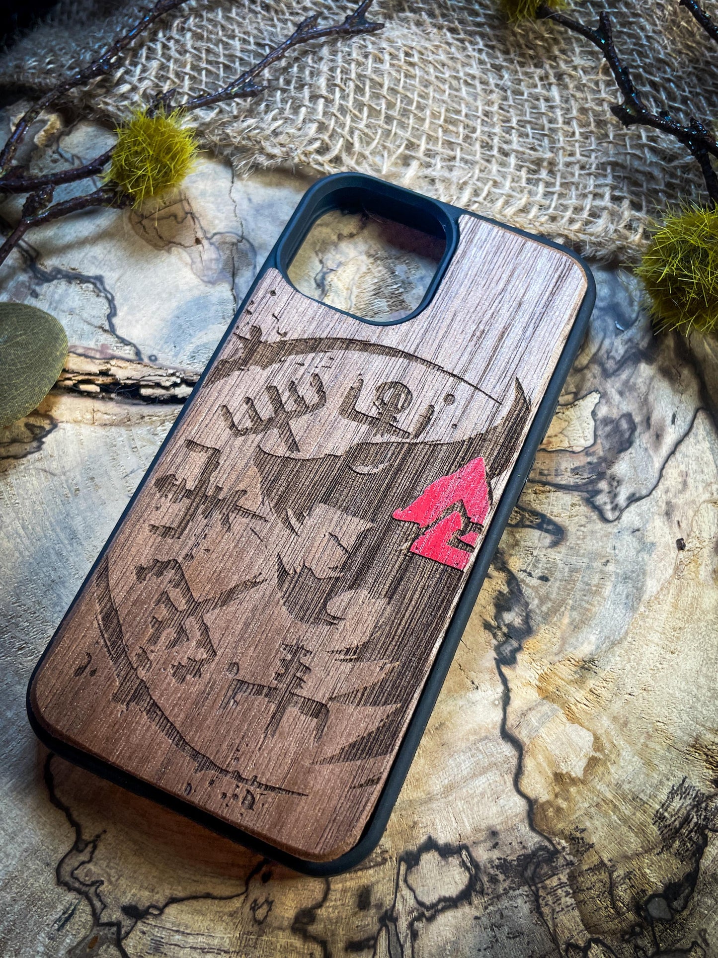 Wolf Fenrir Valknut Symbol God Odin Valhalla Viking Nordic Runes mythology Vegvisir Wood Phone case for Samsung, Iphone and Google Pixel SHOP APP