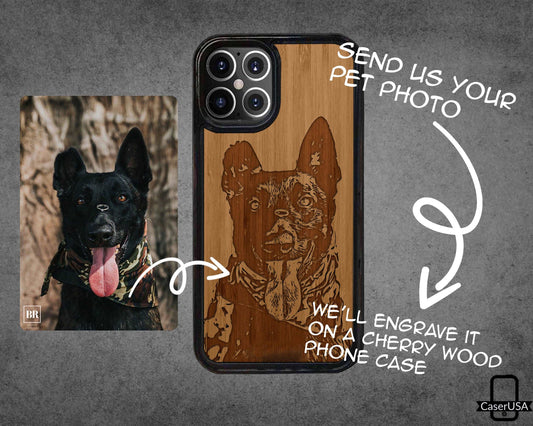 a phone case with a picture of a dog on it