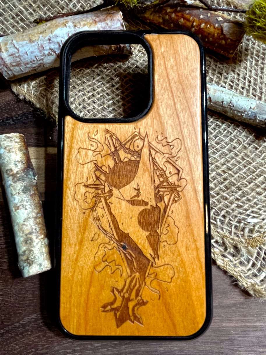 a wooden case with a picture of a ship on it