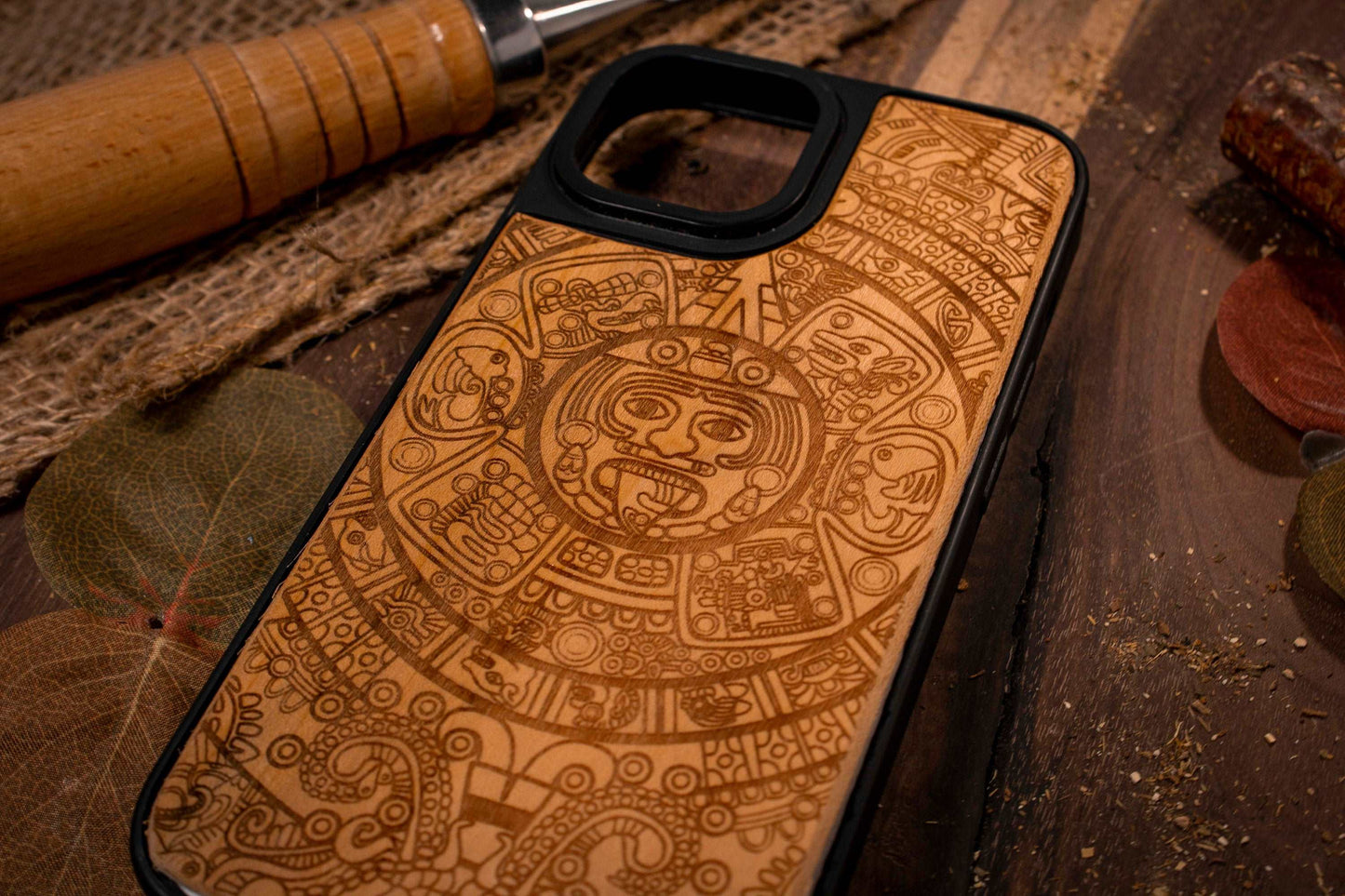 Aztec Calendar Mayan Wood Phone case