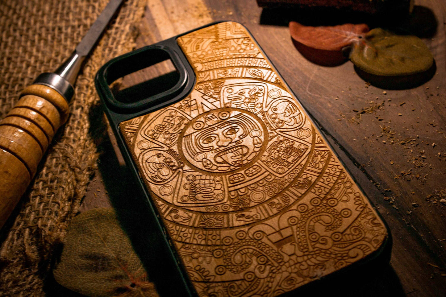 Aztec Calendar Mayan Wood Phone case