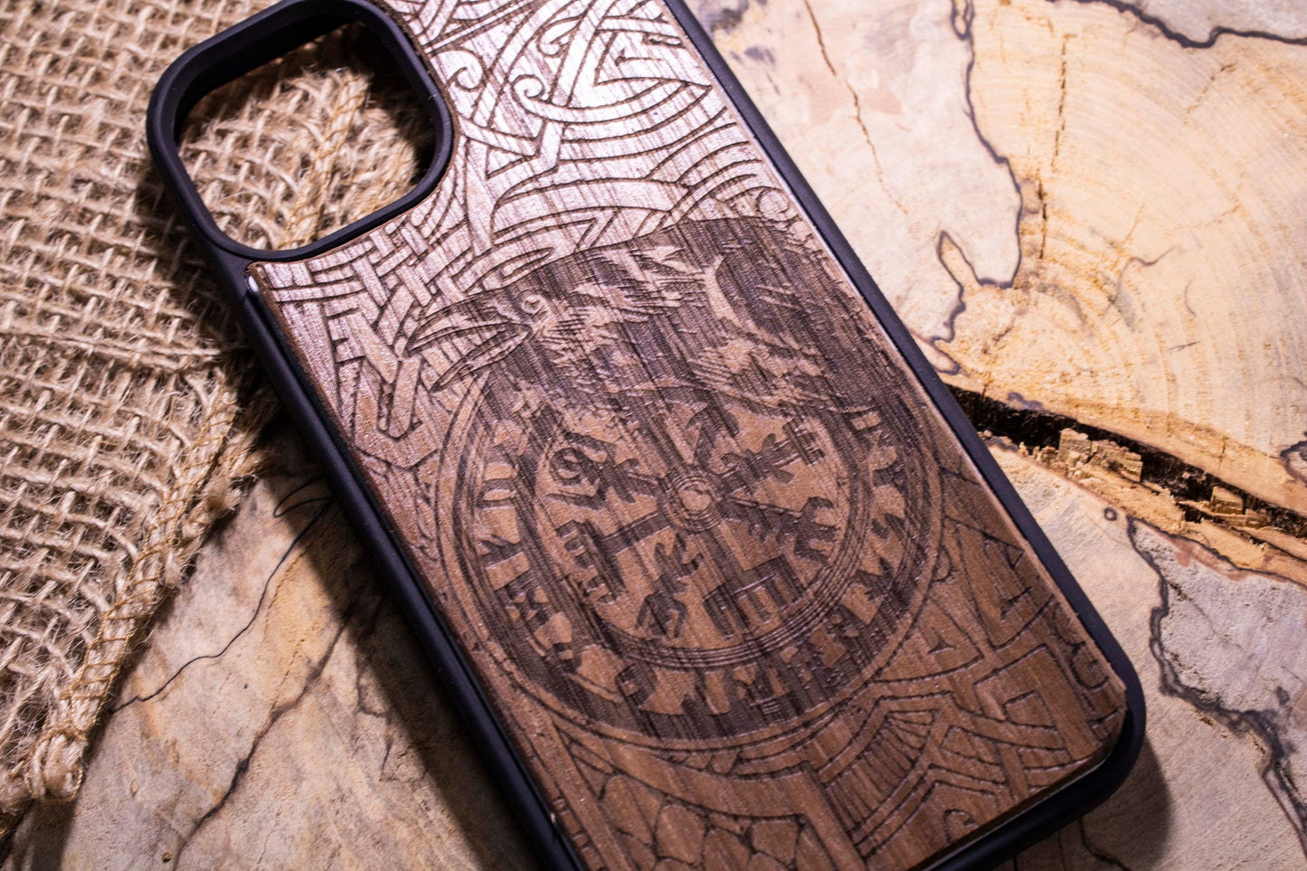 Viking phone case Vegvisir   Wood Phone Case