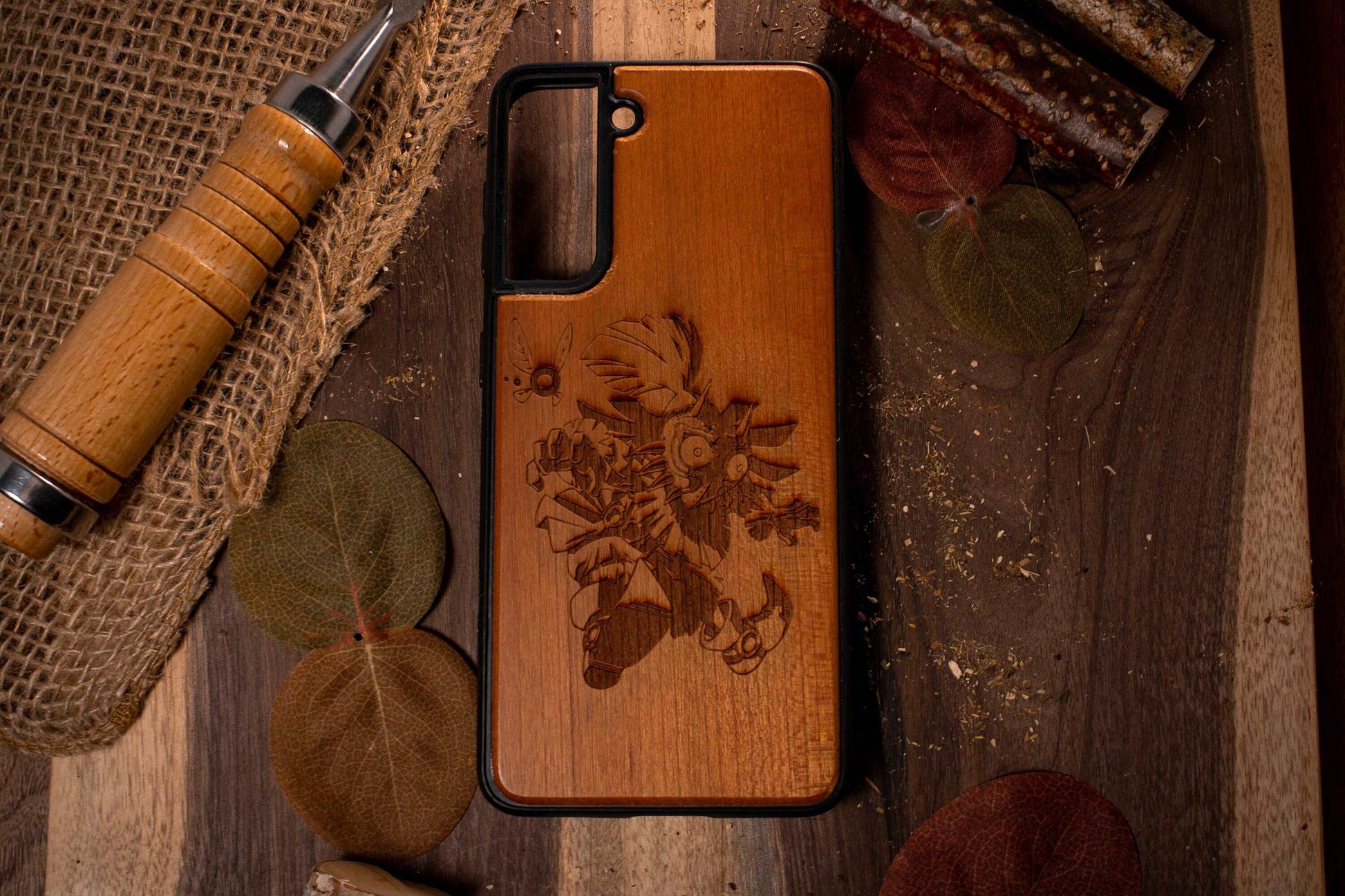 Legend of Zelda Majoras Mask wood phone case, TOTK Tears of the Kingdom, Breath of the Wild