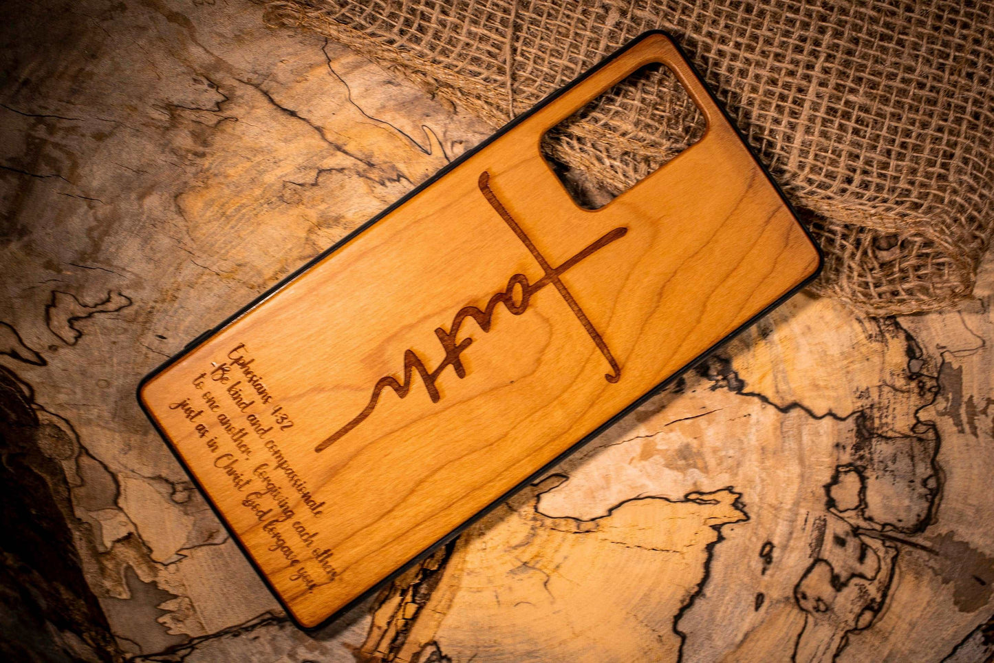 Christian Faith CrosPhone Case Wood,Bible text custom phrase,