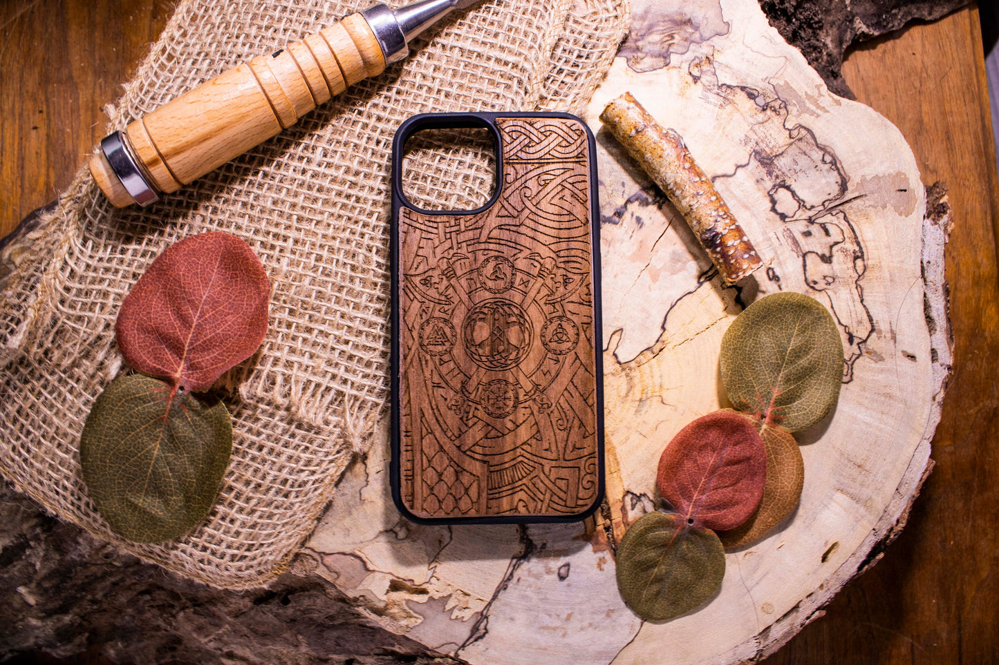 Viking Axe Norse Mythology  Wood Phone Case