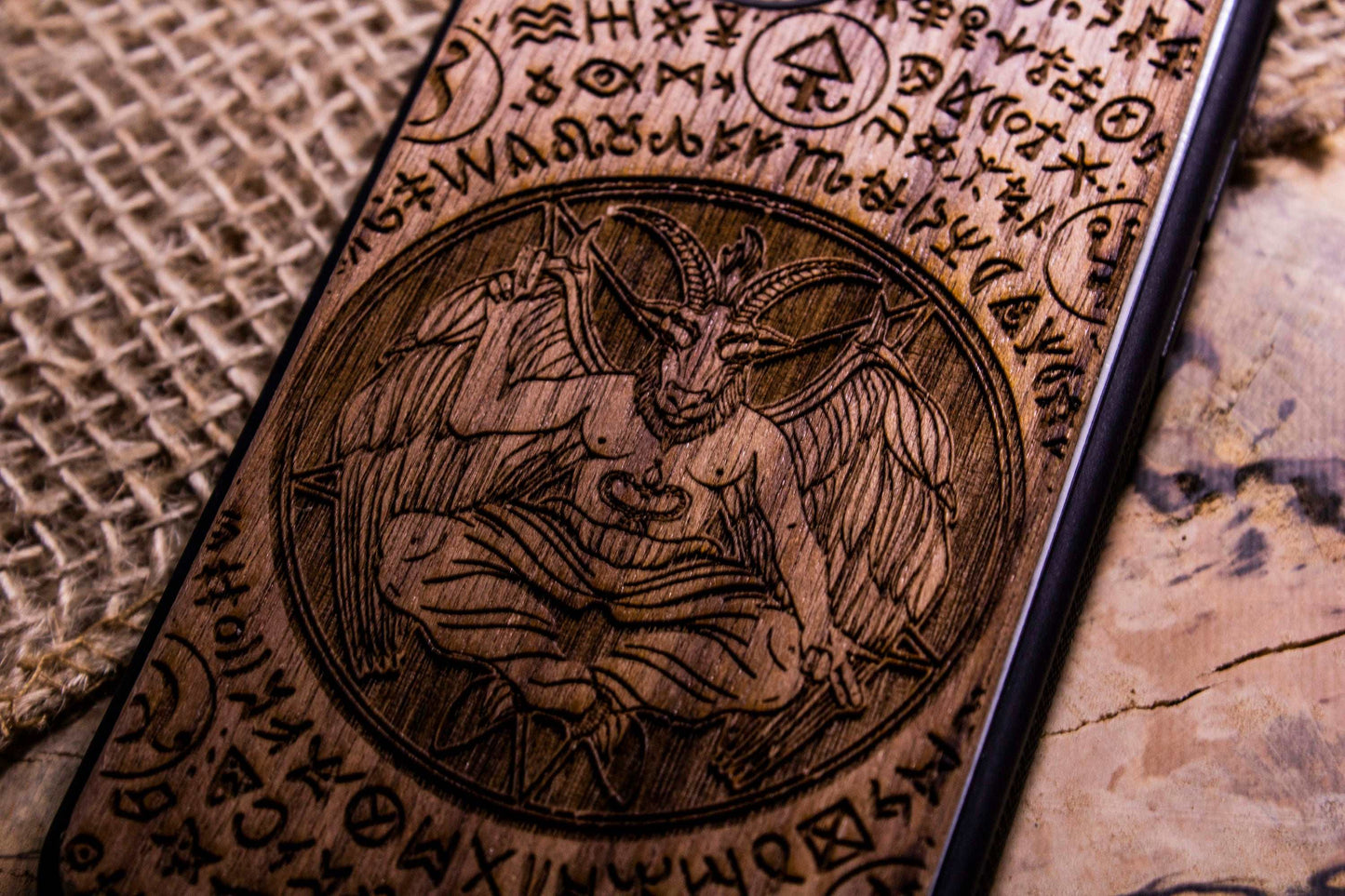 Baphomet Goth Occult Satanic, Pentagram, Satan,Lucifer,Devil,Phone Case Wood,custom