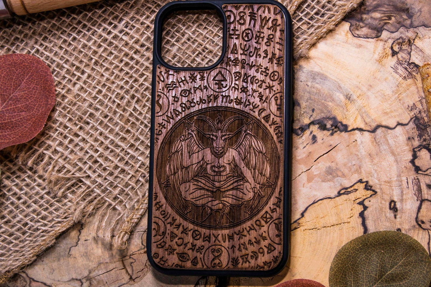 Baphomet Goth Occult Satanic, Pentagram, Satan,Lucifer,Devil,Phone Case Wood,custom