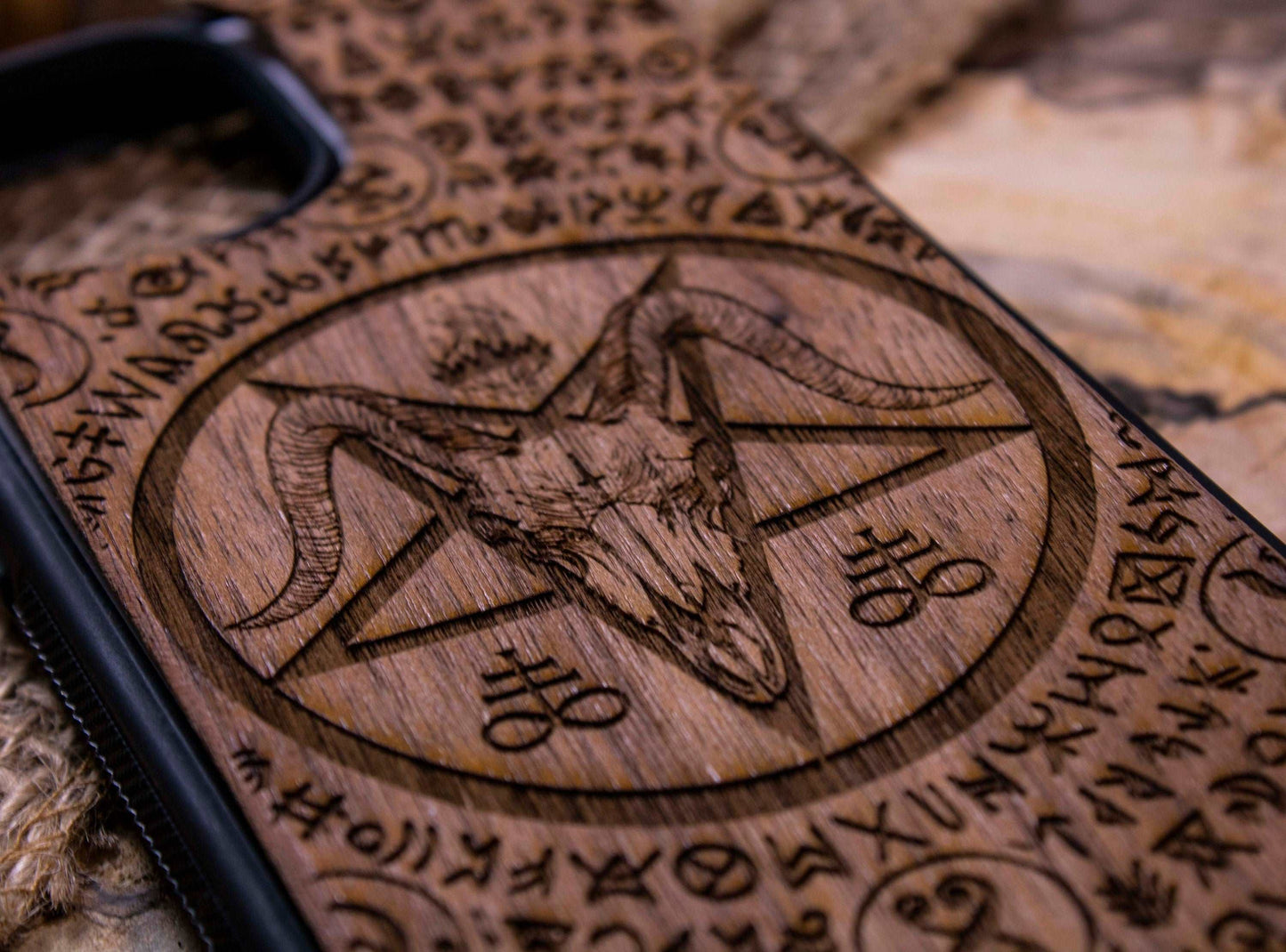 BAPHOMET Goat Demon Satan Wood Phone case Goth