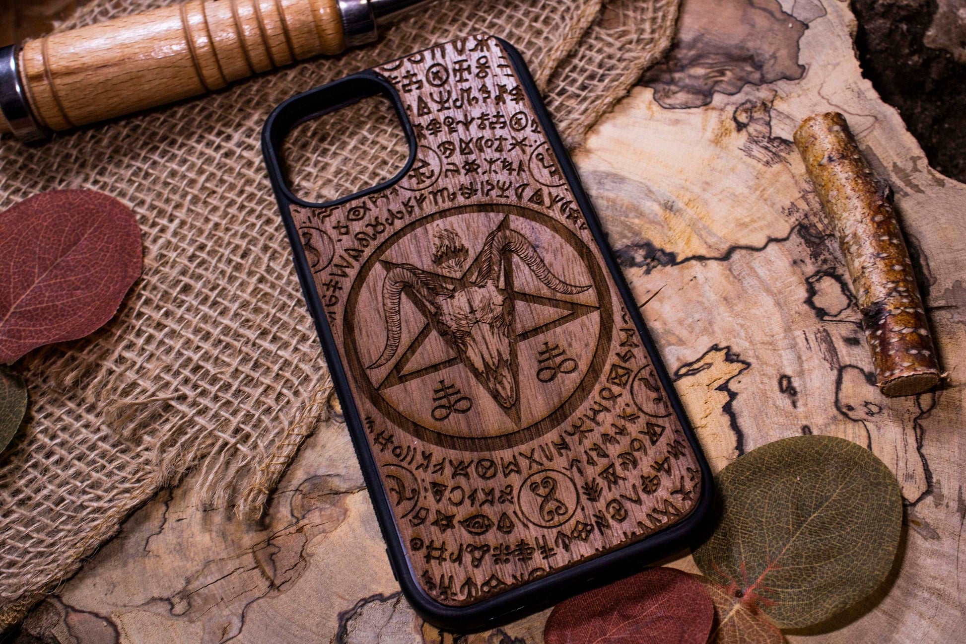 BAPHOMET Goat Demon Satan Wood Phone case Goth