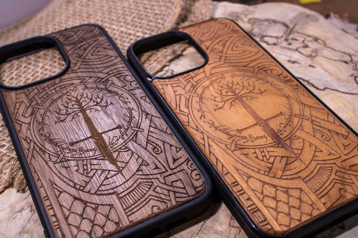 Lord of the ring Ring of power, Aragorn Sword  Wood Phone Case