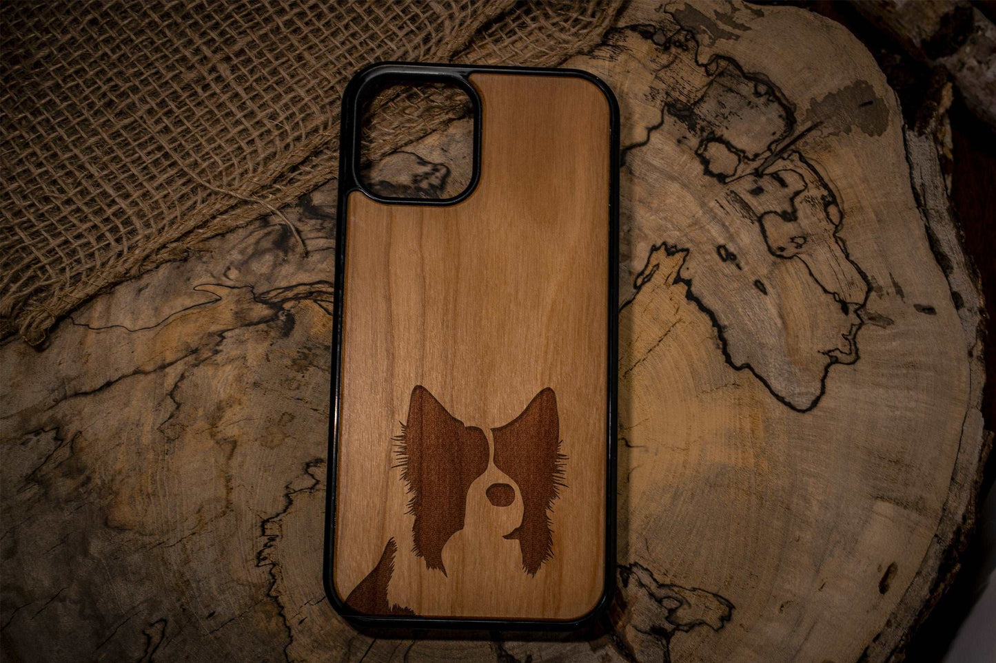 Border Collie Custom Dog Name Wood Case Dog puppy pet ForPhone Case