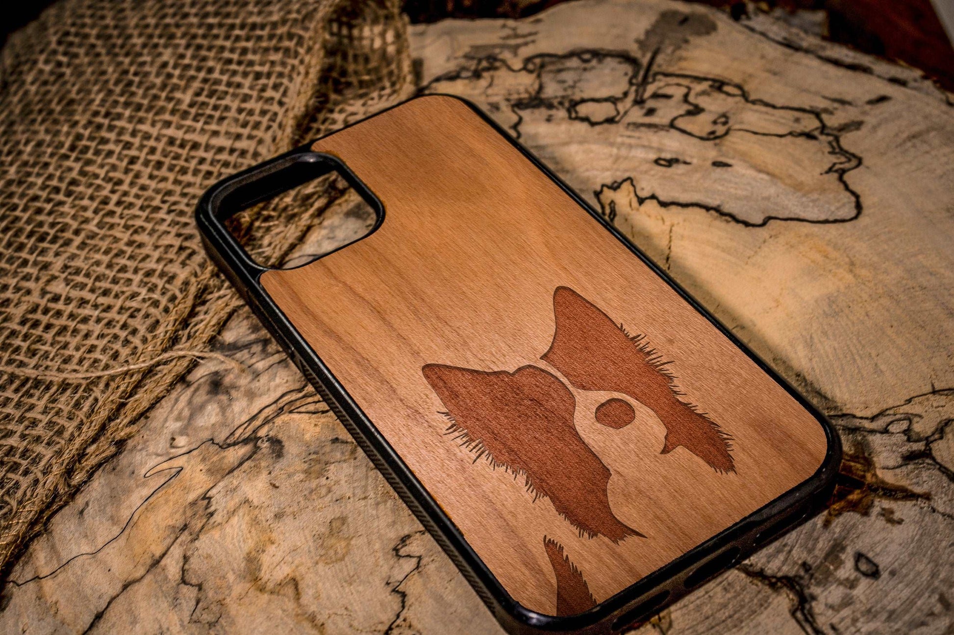 Border Collie Custom Dog Name Wood Case Dog puppy pet ForPhone Case