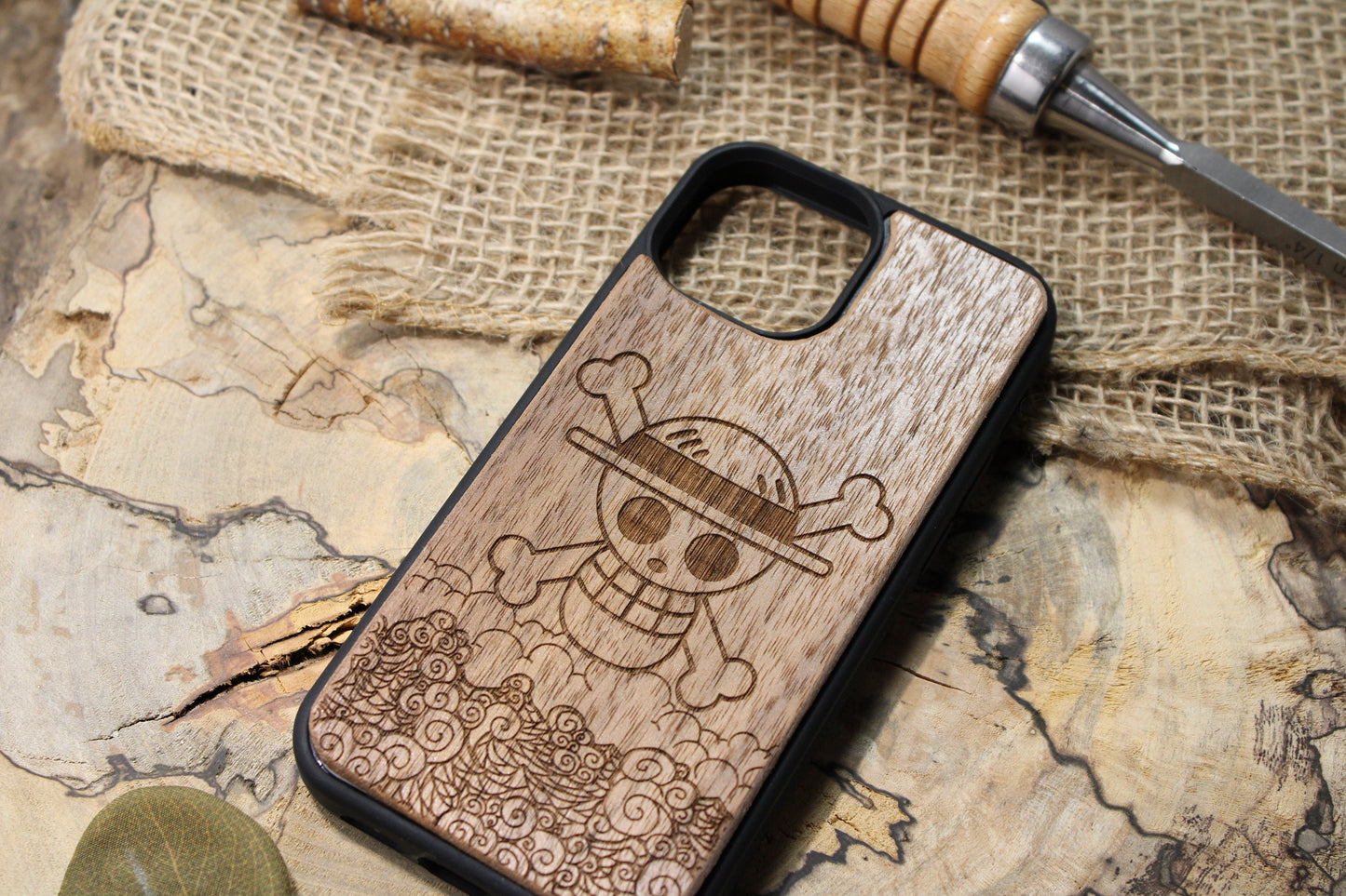 One Piece Wave Wood Phone Case Pirate Anime