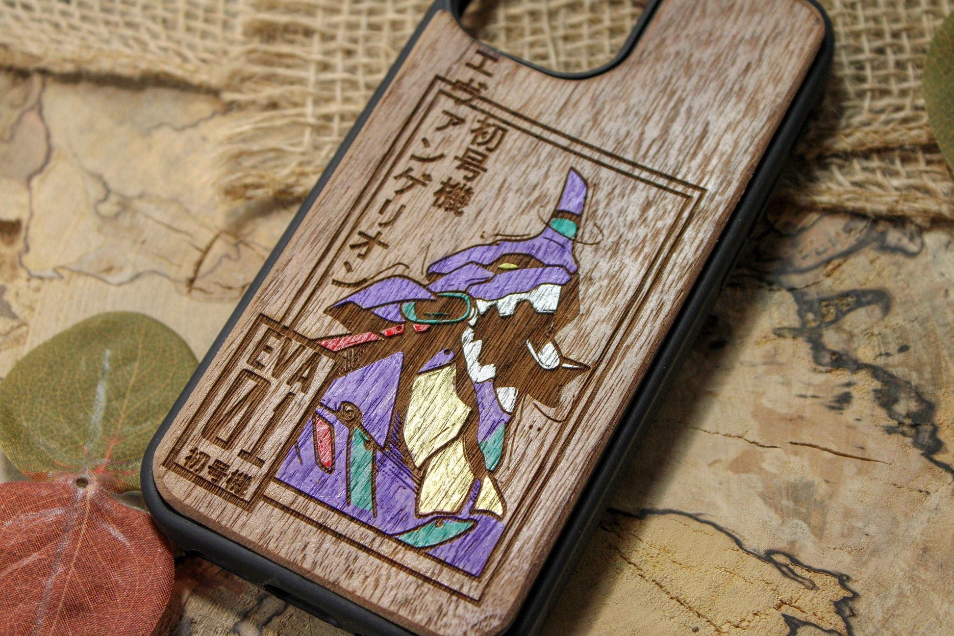 Japanese Anime Robot EVA Unit 01 Wood Phone Case