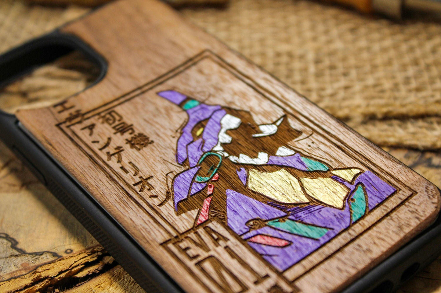 Japanese Anime Robot EVA Unit 01 Wood Phone Case