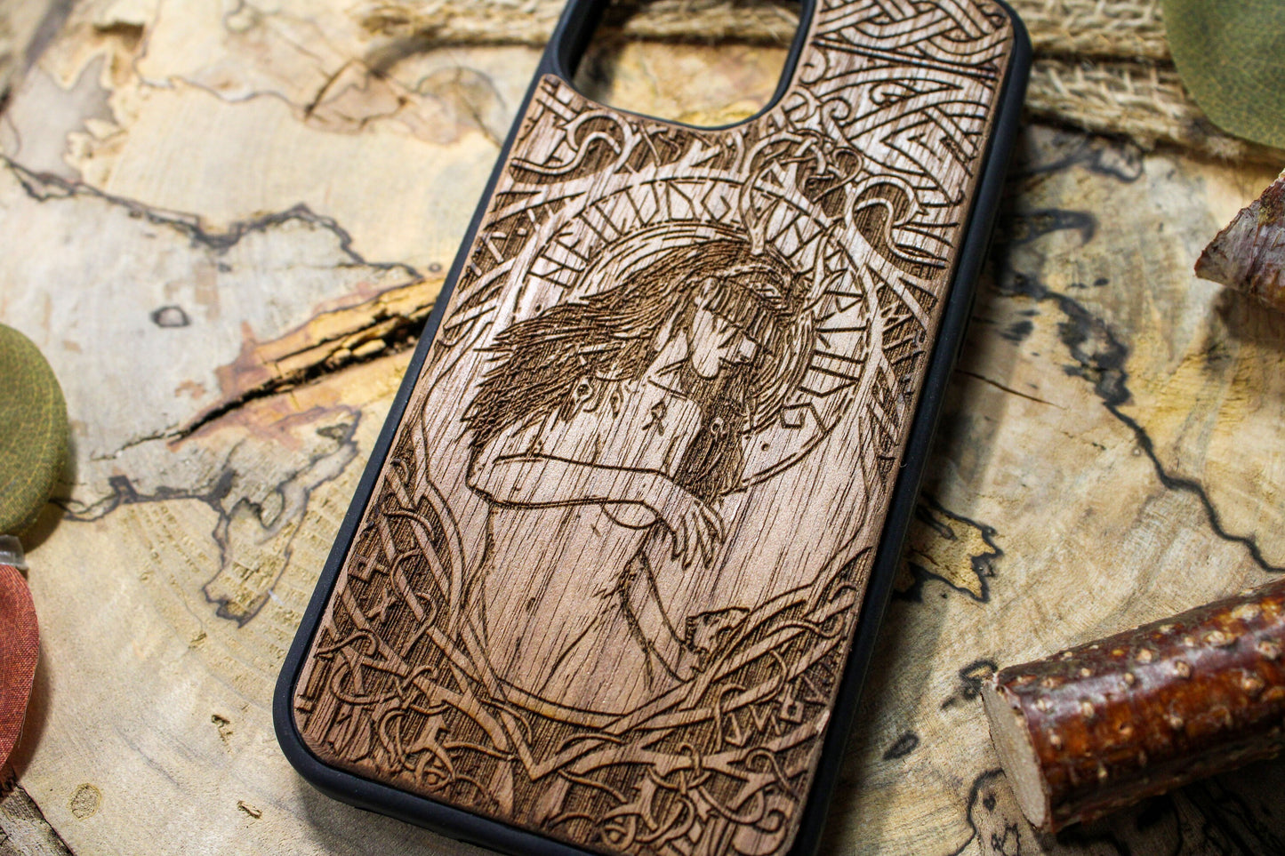 Viking Valkykie Woman  Wood Phone Case