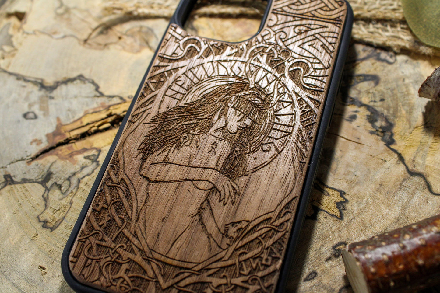 Viking Valkykie Woman  Wood Phone Case