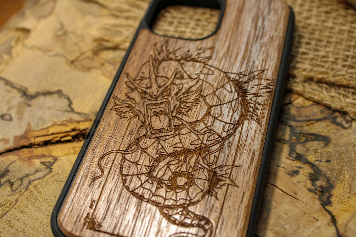 Cute japanese anime cartoon, wood phone case