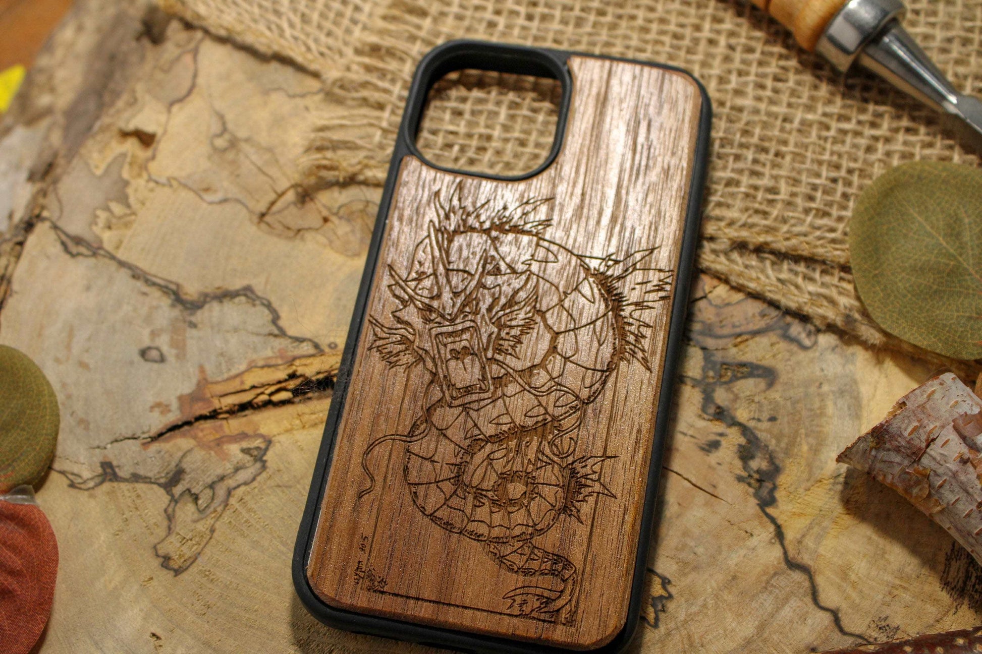 Cute japanese anime cartoon, wood phone case