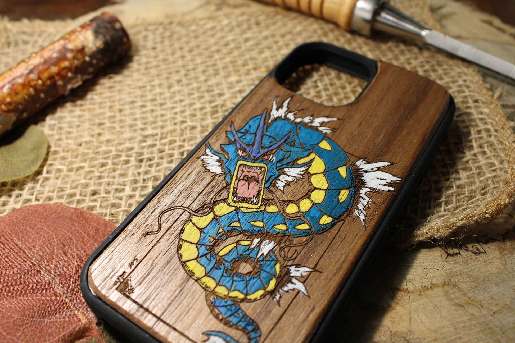 Cute japanese anime cartoon, wood phone case