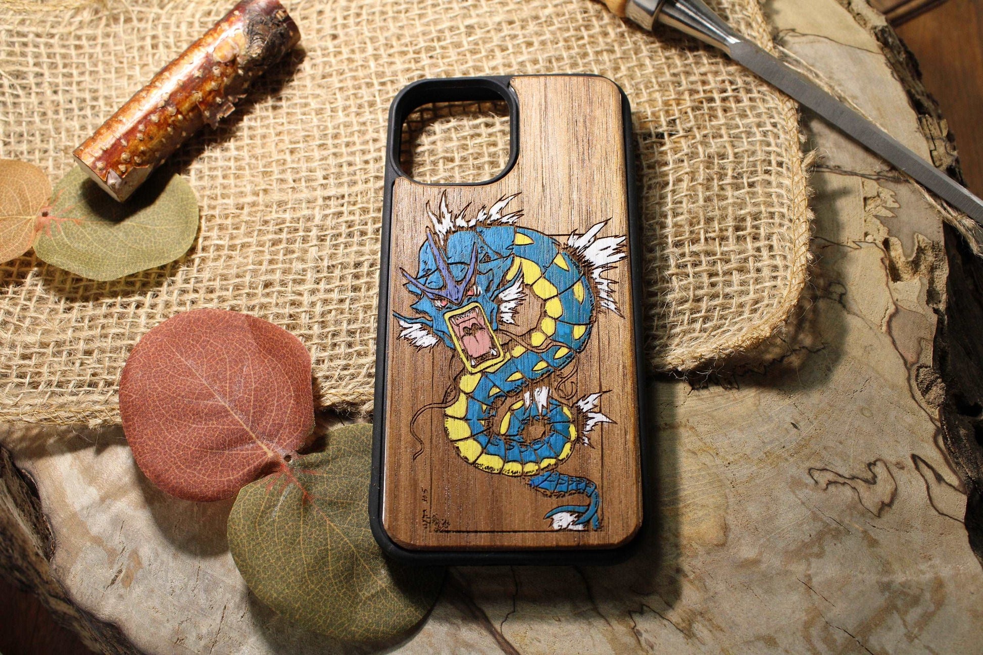 Cute japanese anime cartoon, wood phone case