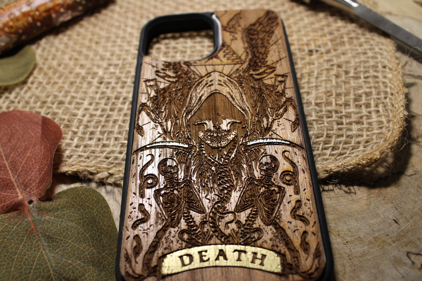 Tarot Card Death Gothic Occult  Wood Phone Case