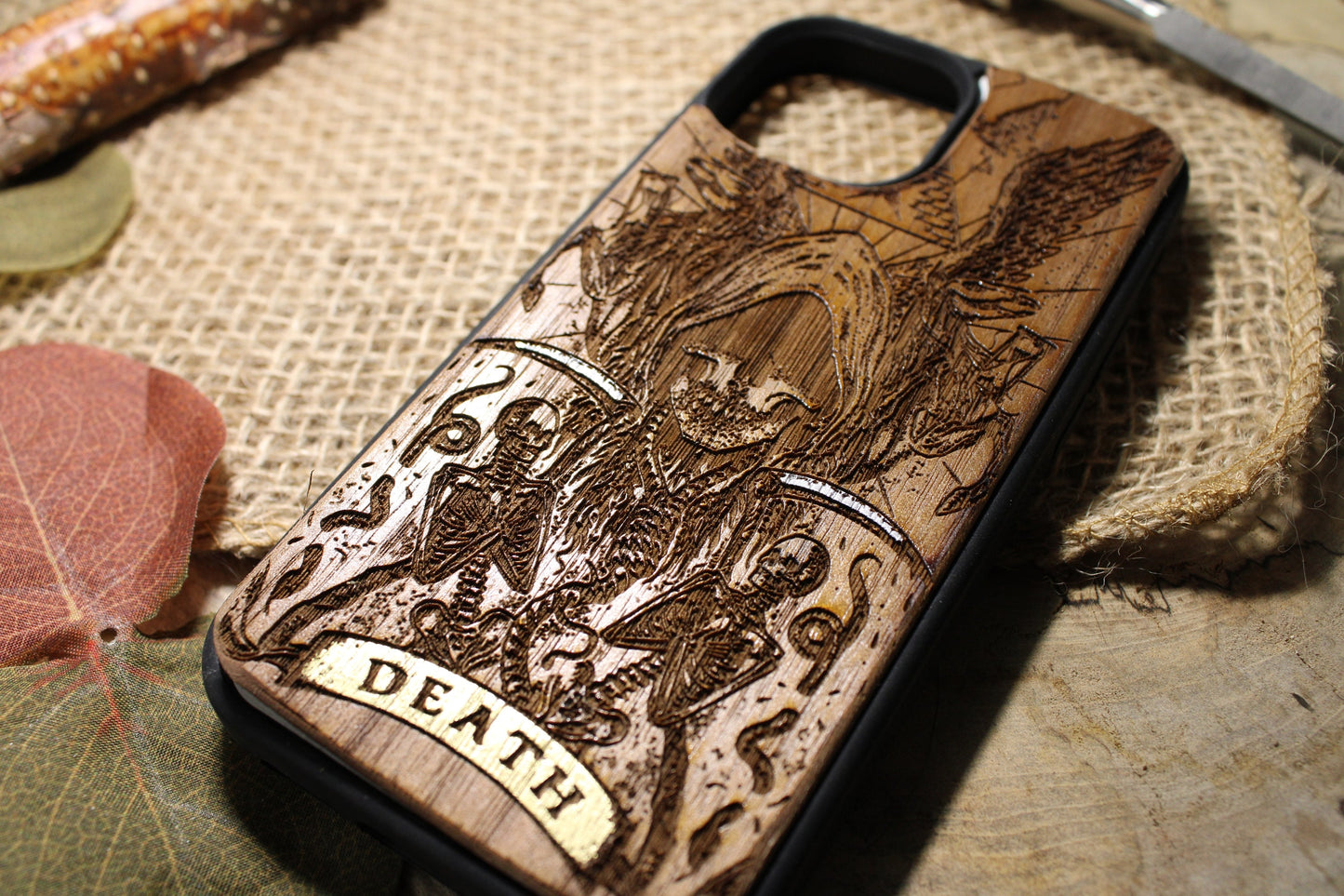 Tarot Card Death Gothic Occult  Wood Phone Case