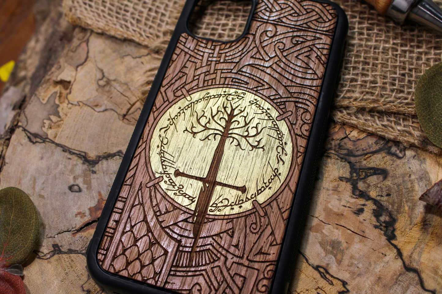 Lord of the ring  GOLD  Wood Phone Case