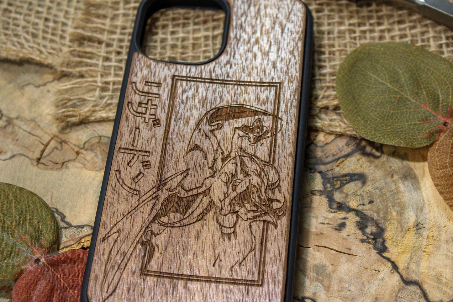 Cute Japanese Anime Cartoon Wood Phone Case