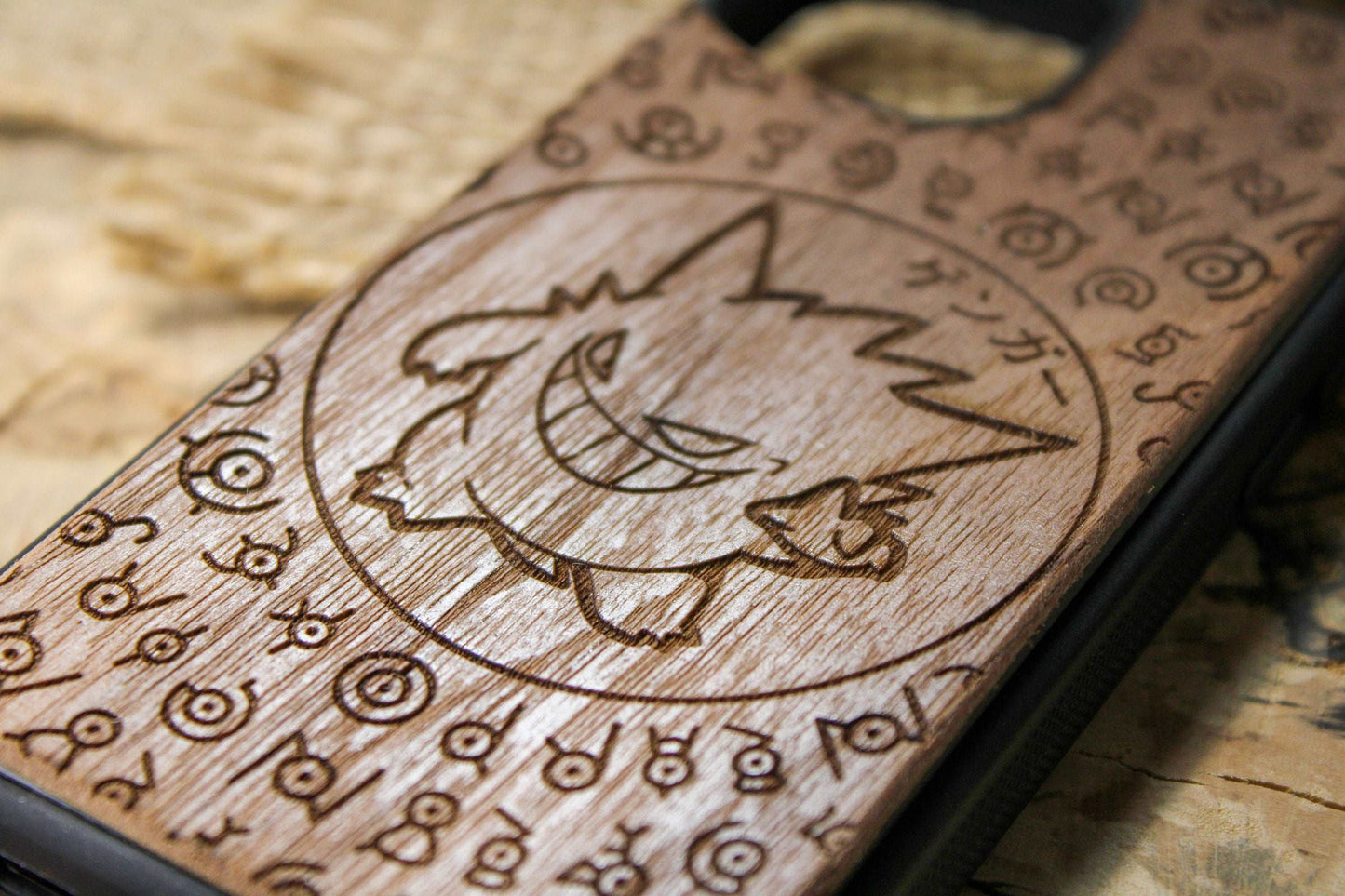 Gengar Cute Japanese Anime Cartoon, Wood Phone Case