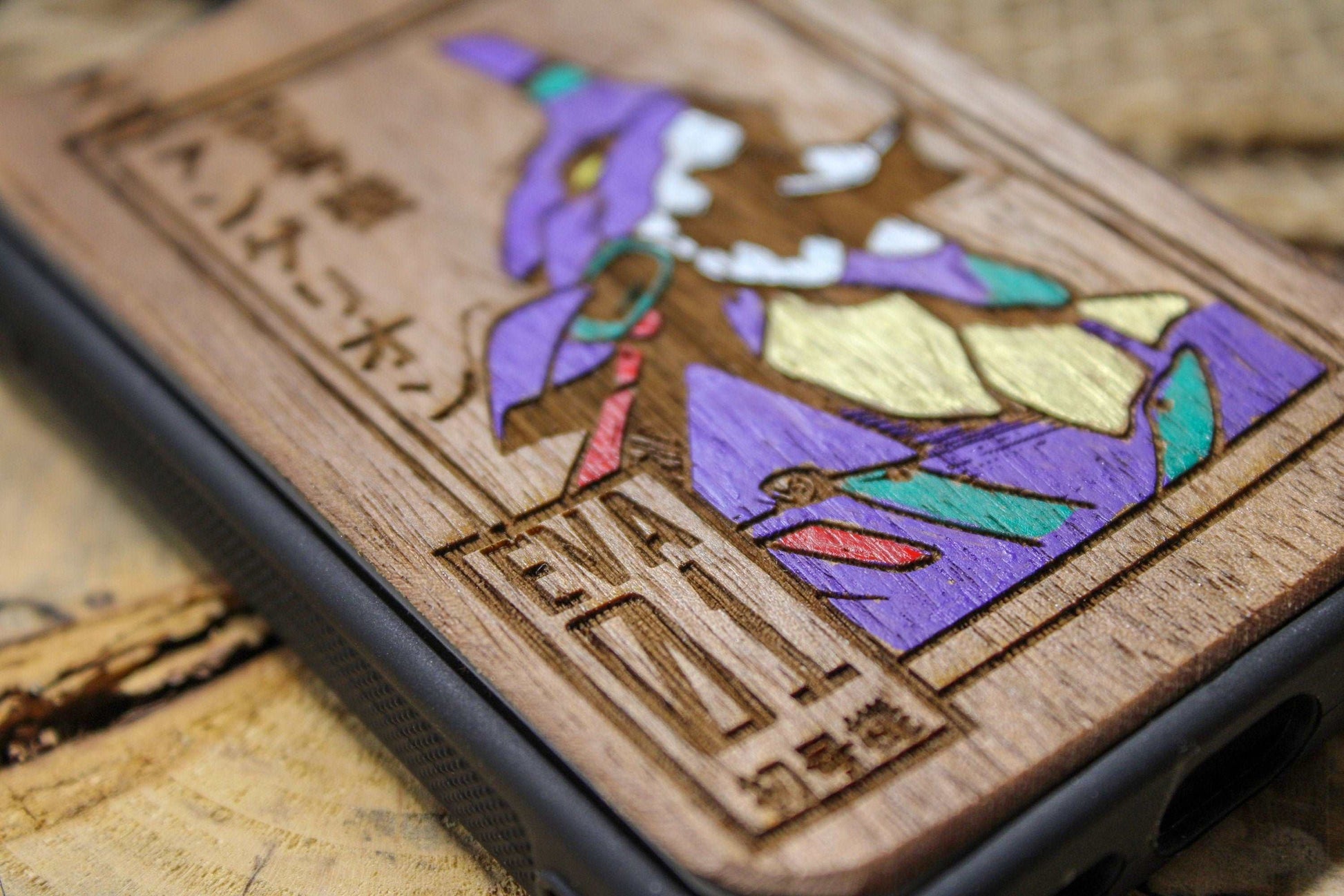 Japanese Anime Robot EVA Unit 01 Wood Phone Case