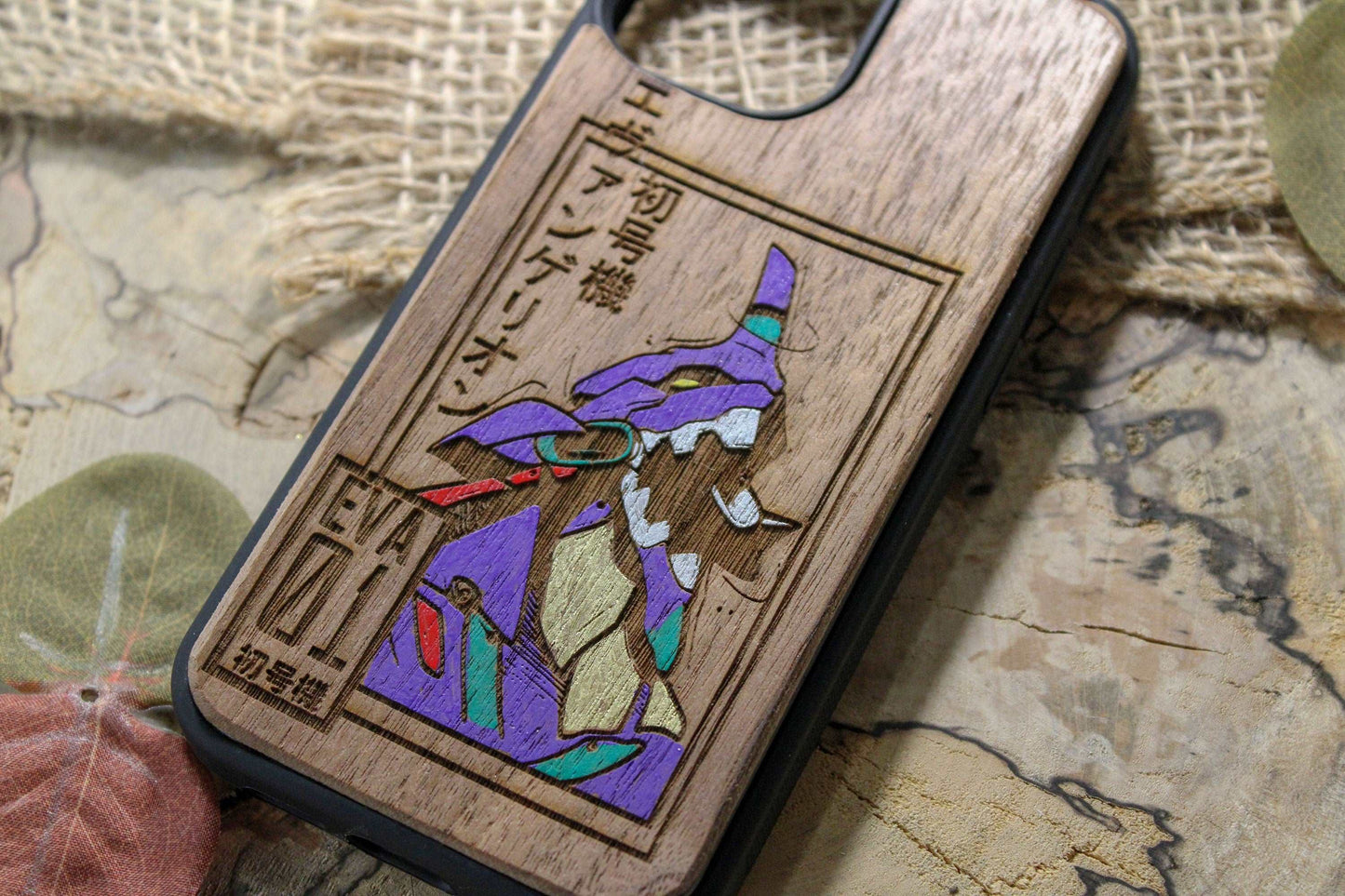 Japanese Anime Robot EVA Unit 01 Wood Phone Case