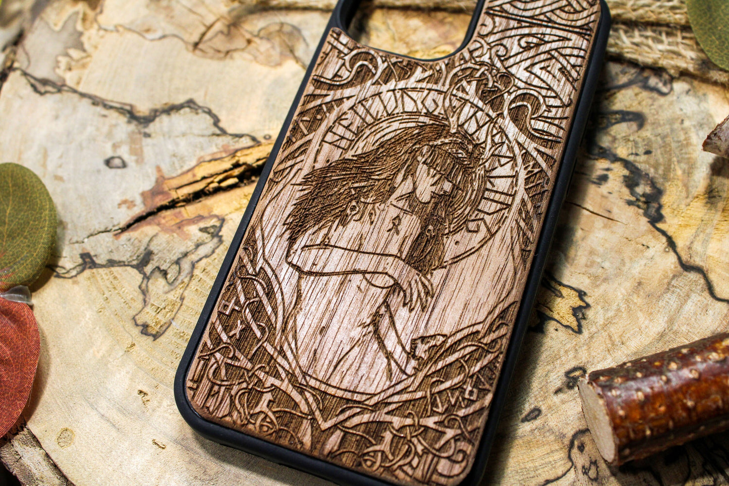 Viking Valkykie Woman  Wood Phone Case