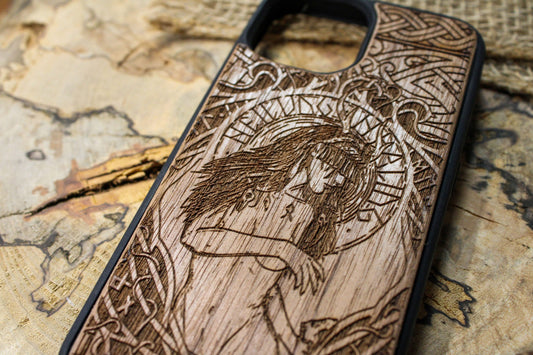 Viking Valkykie Woman  Wood Phone Case SHOP APP