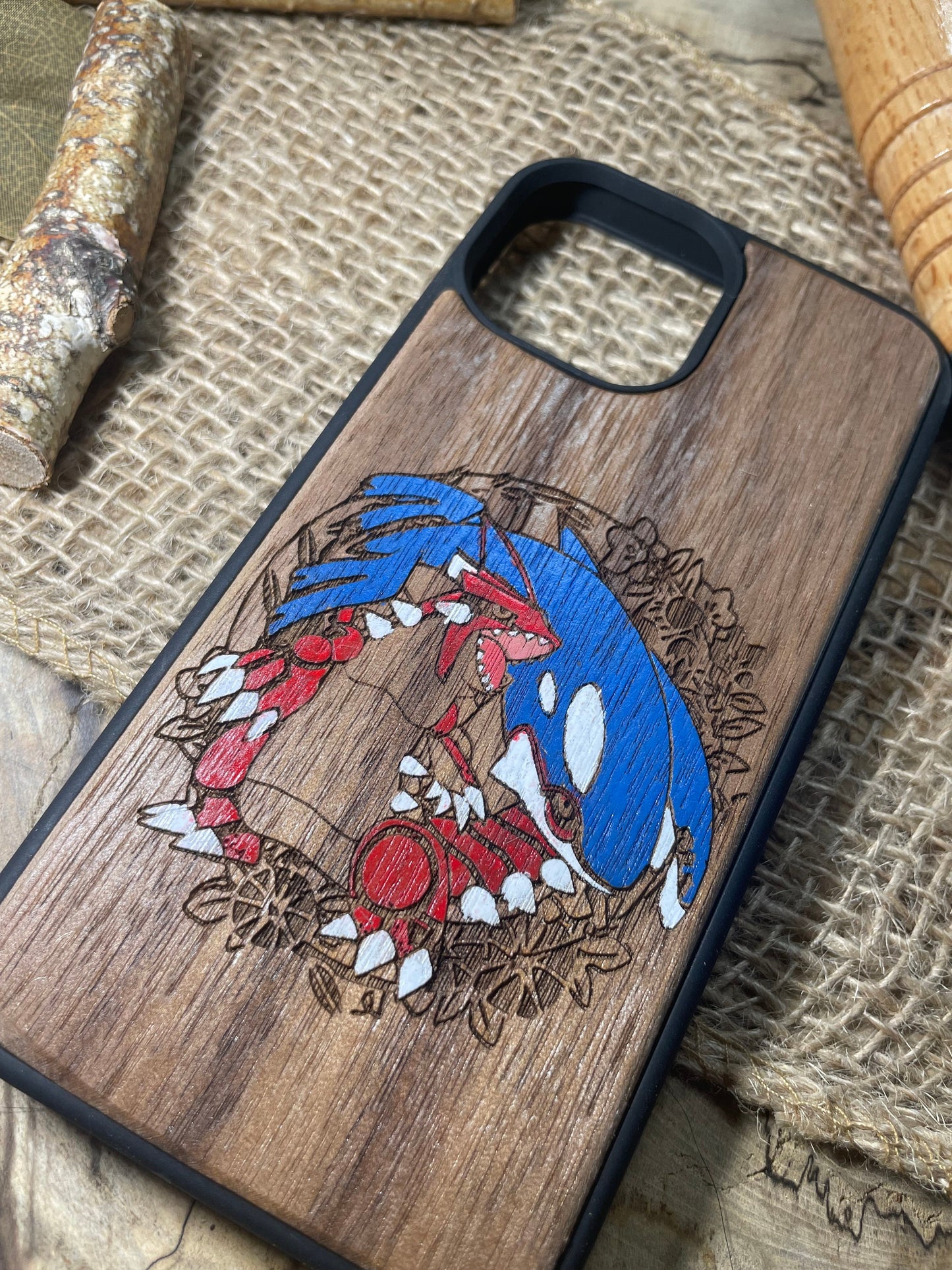 Cute japanese anime cartoon Hand painted, wood phone case