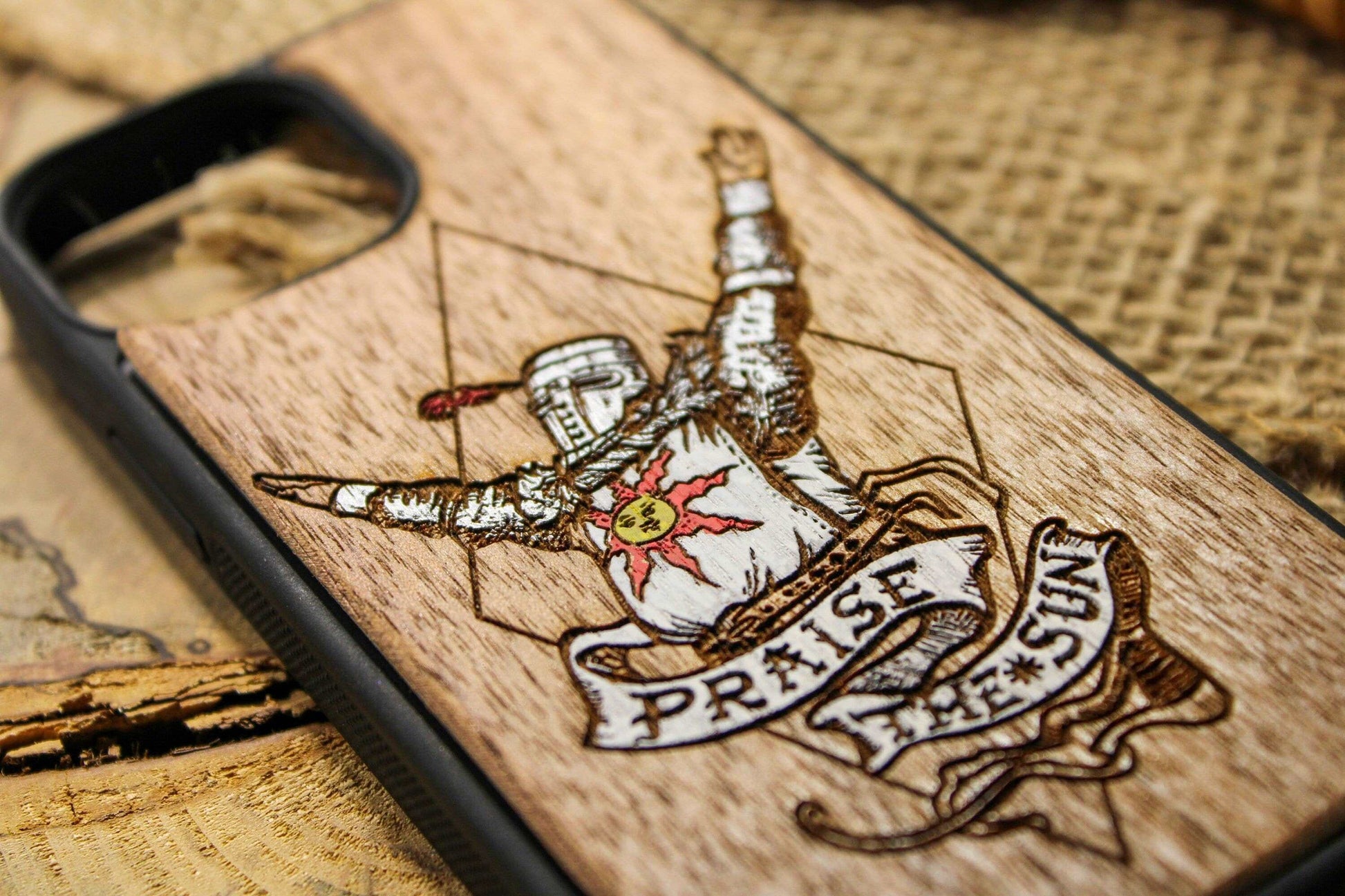 Elden ring praise the sun phone case wood, dark souls