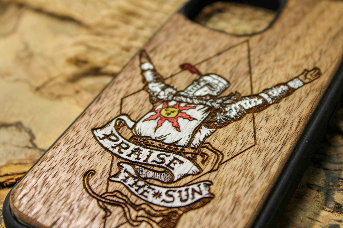 Elden ring praise the sun phone case wood, dark souls