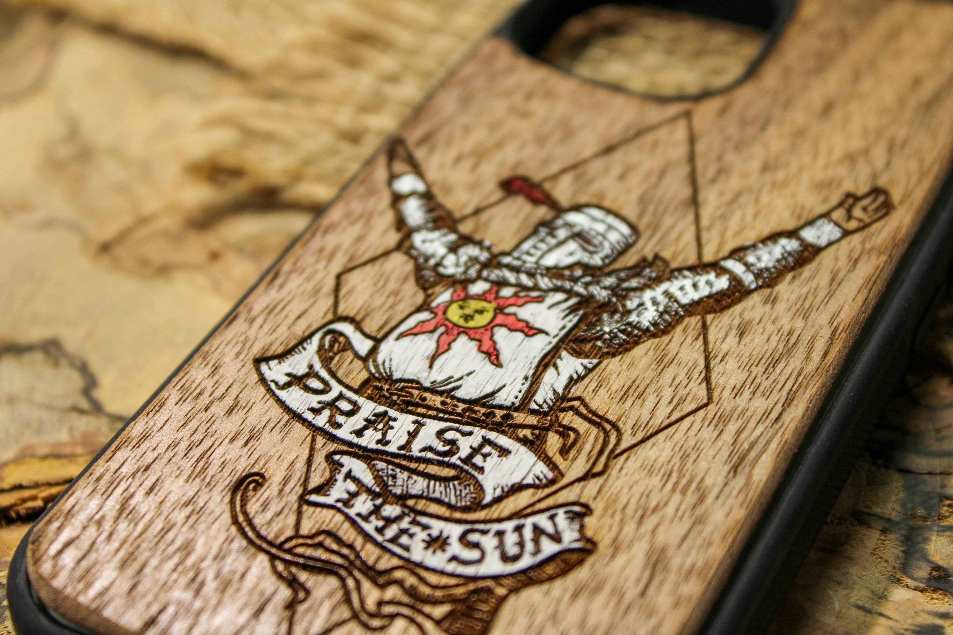 Elden ring praise the sun phone case wood, dark souls