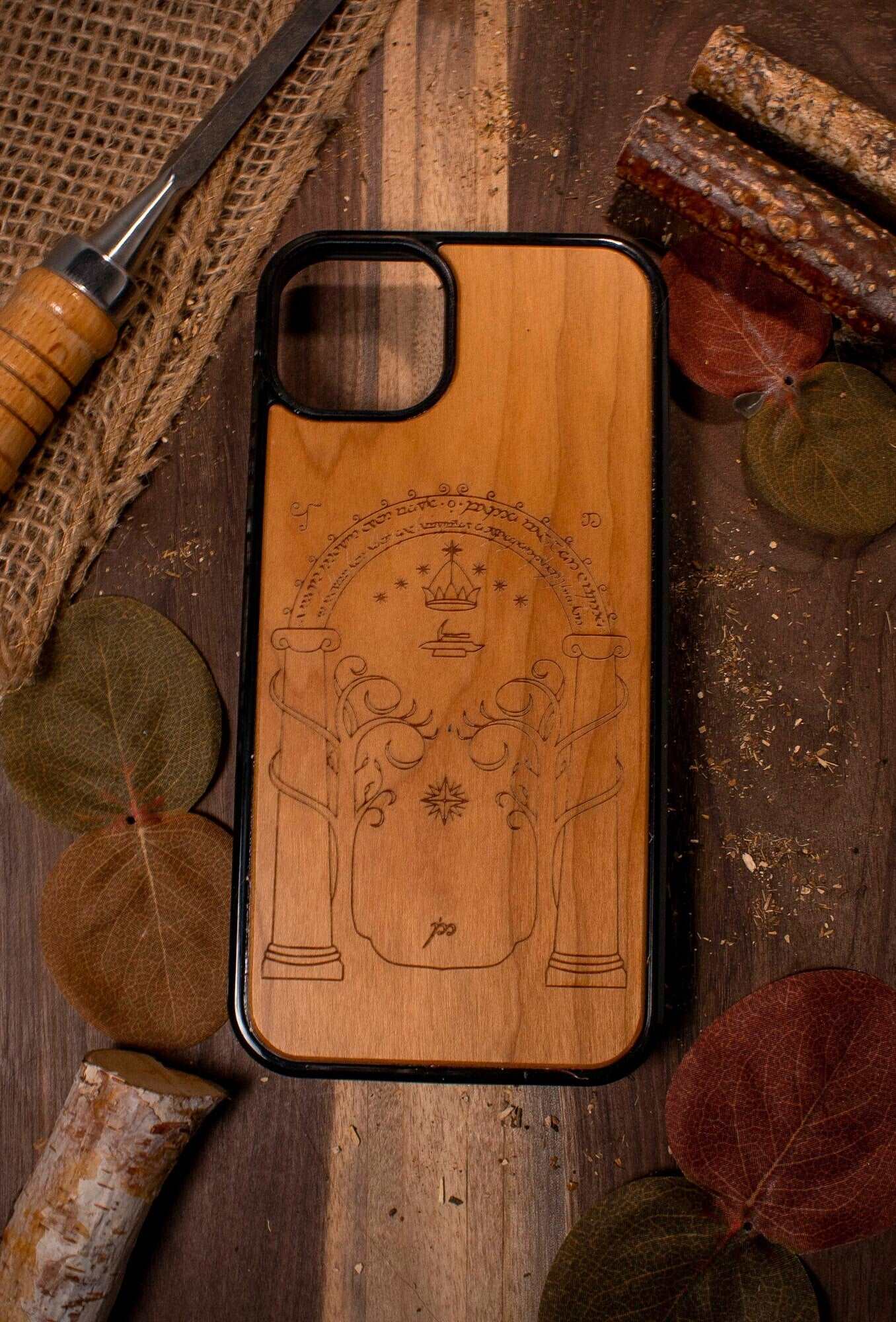 doos of durin wood phone case from lord of the rings