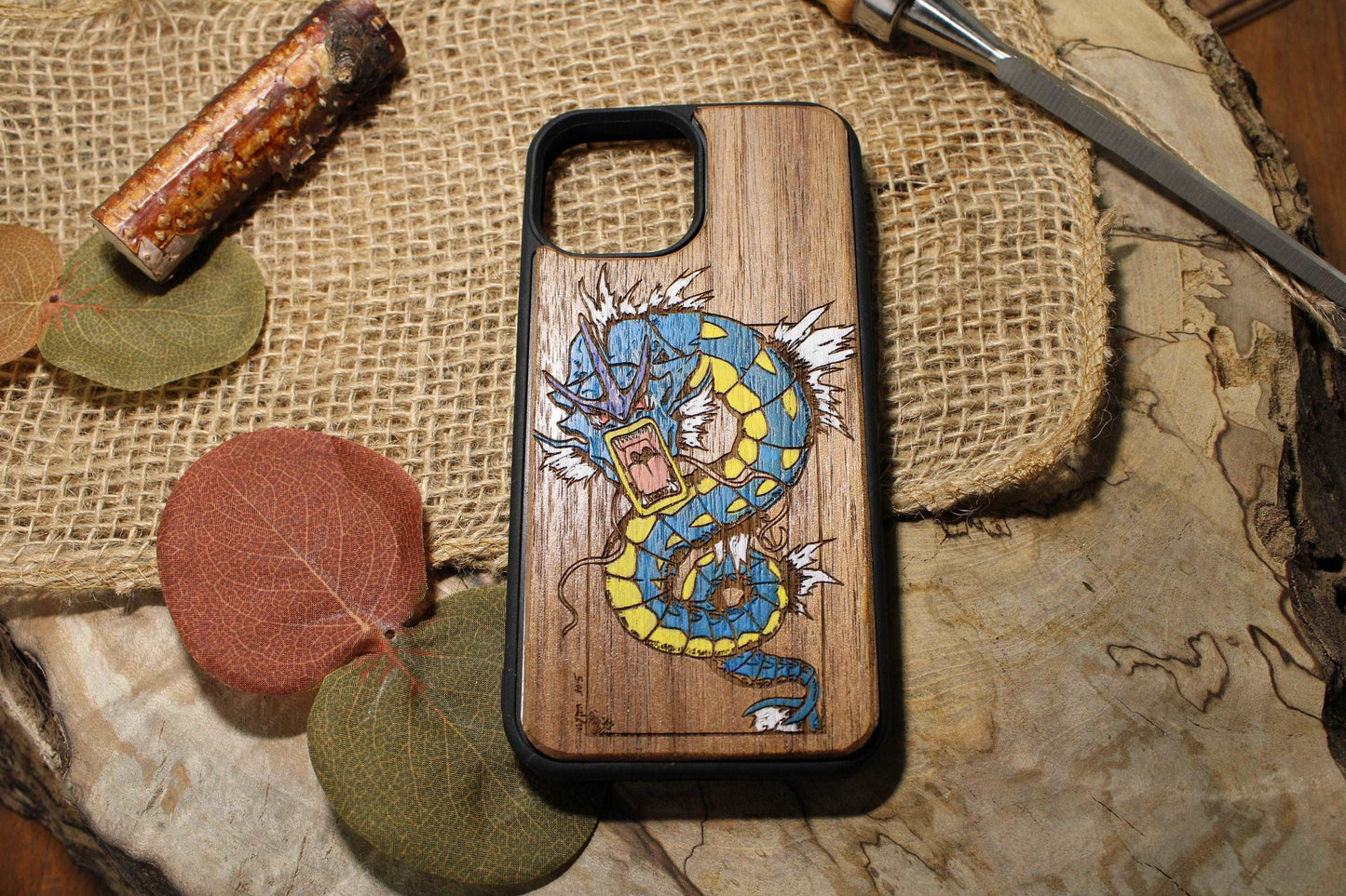 Cute japanese anime cartoon, wood phone case