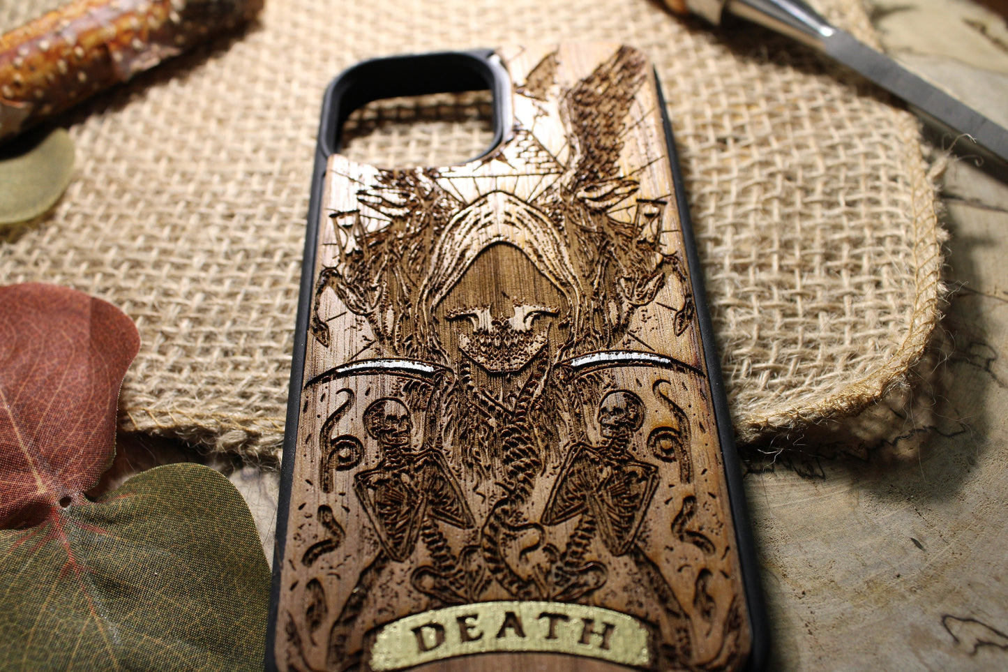 Tarot Card Death Gothic Occult  Wood Phone Case