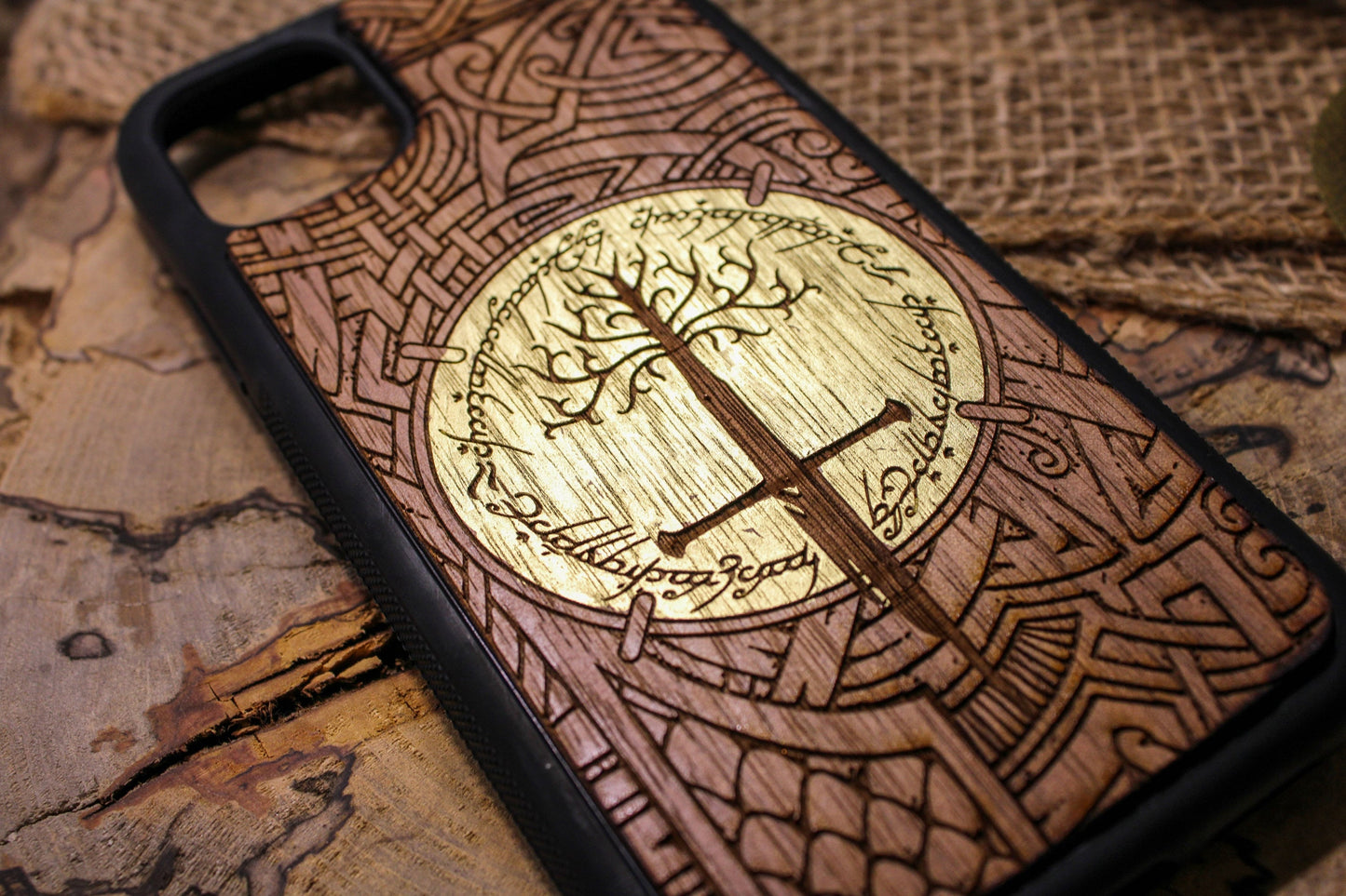 Lord of the ring  GOLD  Wood Phone Case