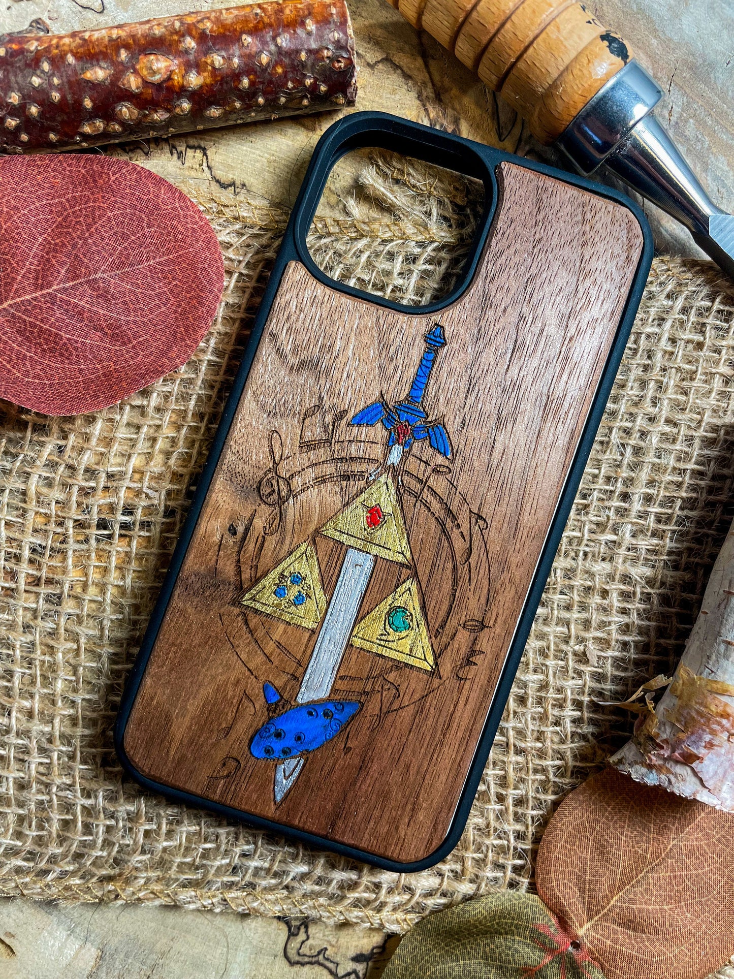 Zelda phone case, wood majoras mask link hyrule