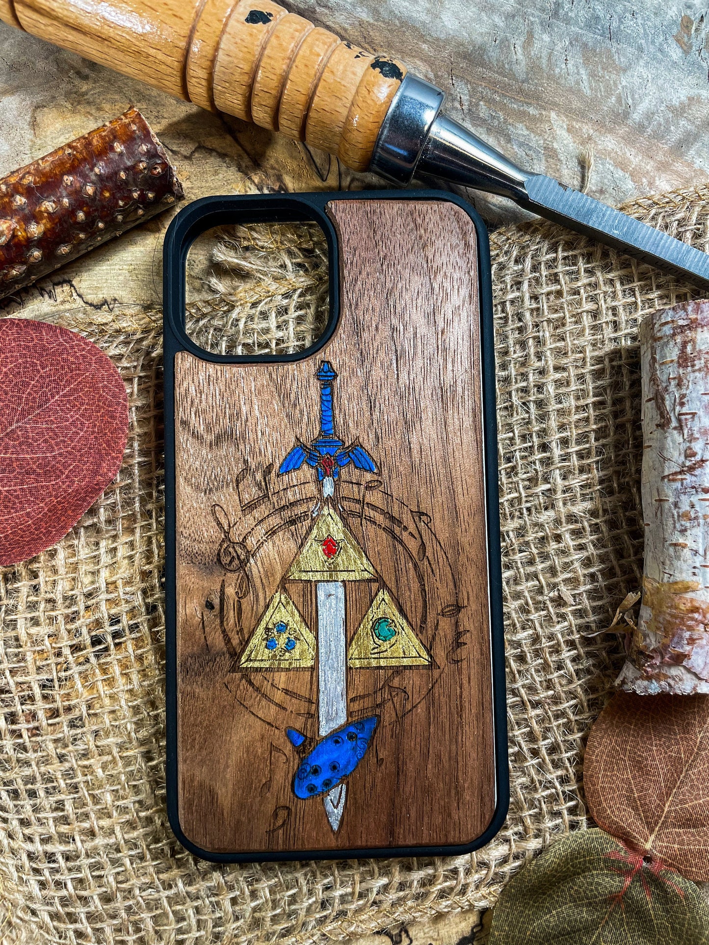 Zelda phone case, wood majoras mask link hyrule