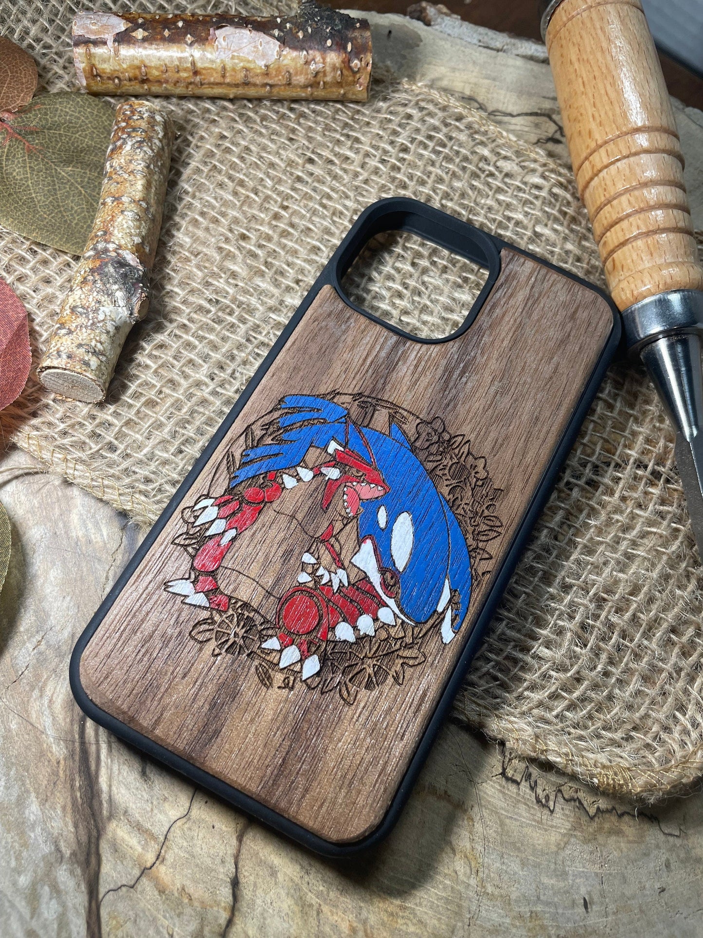 Cute japanese anime cartoon Hand painted, wood phone case SHOP APP