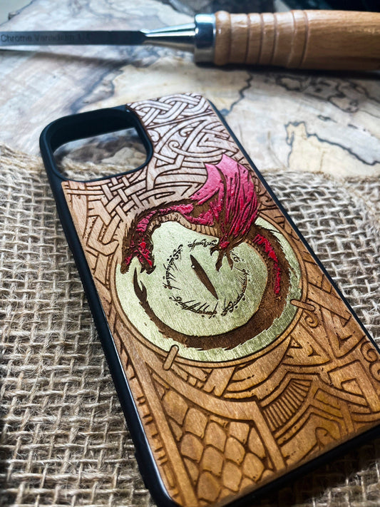 a phone case with a picture of a dragon on it